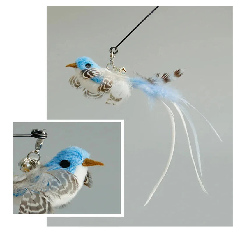Funny Bird Feather Cat Wand With Bell Accessories Interactive Toys For