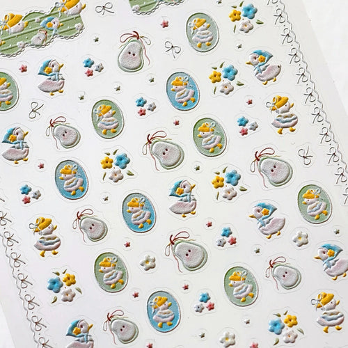 1 pc 5D Chinese style camellia nail sticker Vernal Equinox peach