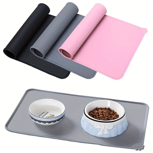 Pet Bowl Food Mat Silicone Dog Cat Feeding Mat Non-Stick Waterproof