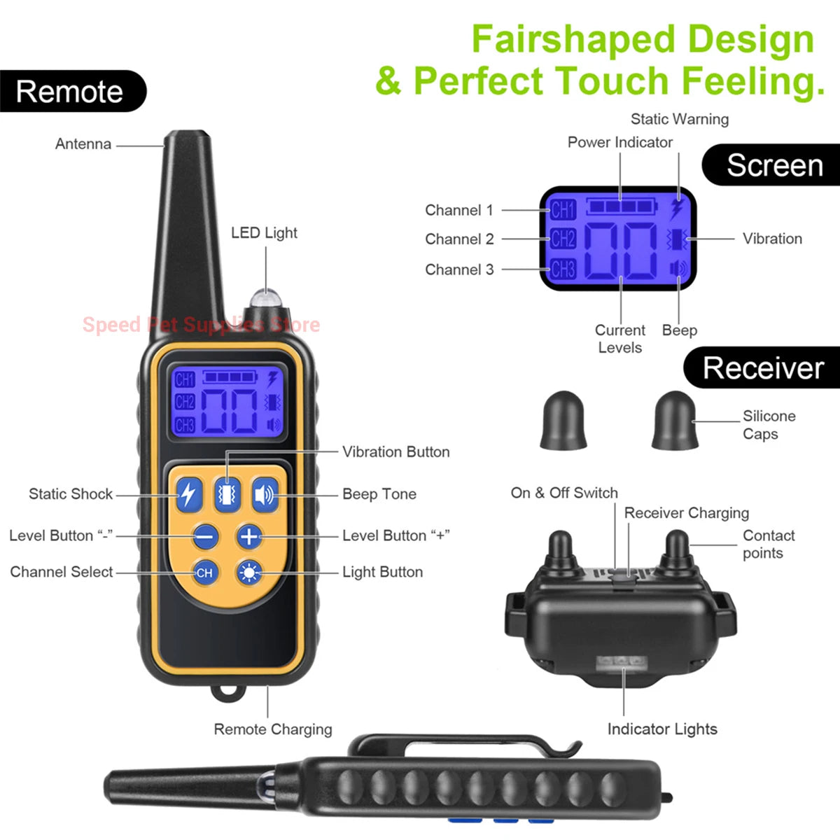 300M Electric Dog Training Collar Waterproof Pet Remote Control