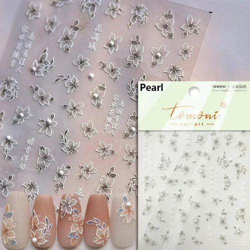 1piece 5Dcute tulip flower nail stickers high quality self-adhesive