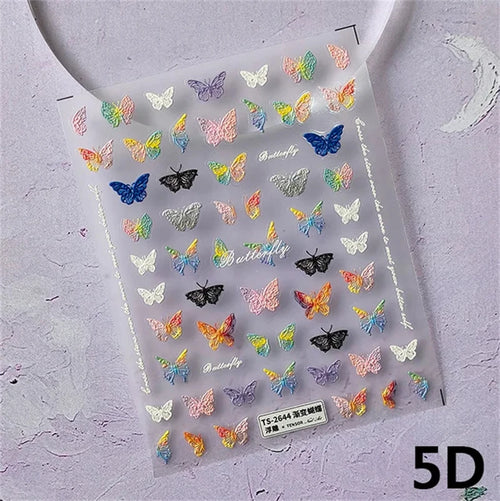 Sexy Woman Black White Lace Butterfly Cross 5D Soft Embossed Relief