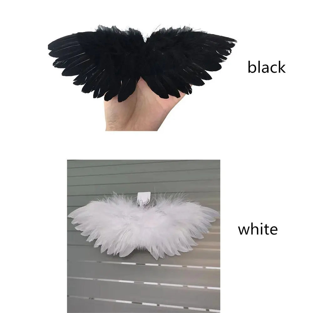 White Black Crafts Kids Mini Feather Angel Wing Newborn Dog Pet Prop