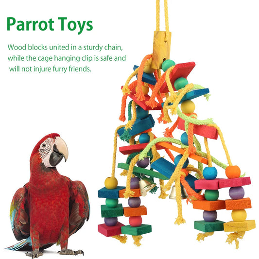 Wood Parrot Bird Toys Love Bird Cage Funny Training Bird Toys Cotton