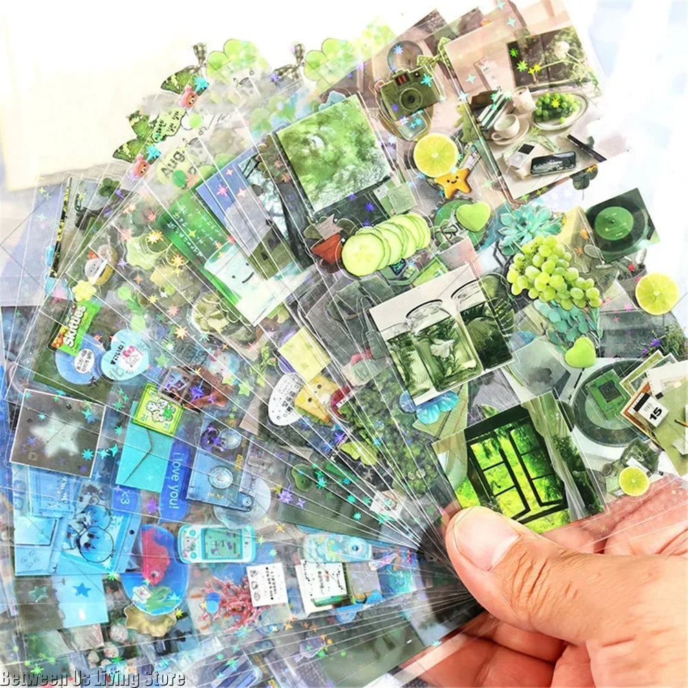 100 Sheets Non-repetitive Y2K Random Cute Glitter Sticker for Kawaii