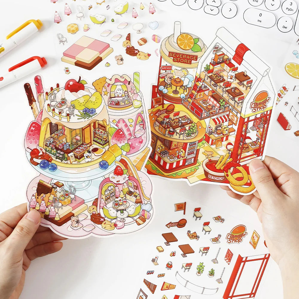 Dessert House 3D Visual Pocket House Scene Stickers Landscape Stickers