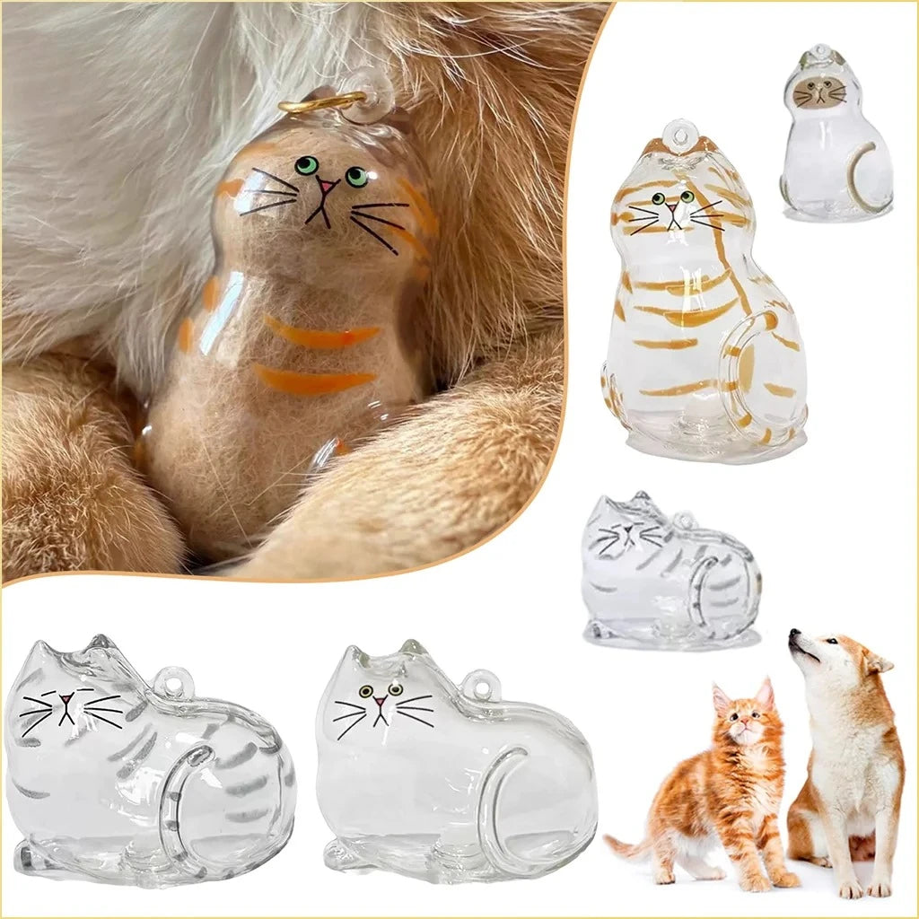 Pet Hair Memorial Keepsake Box & Bottle - Transparent Storage
