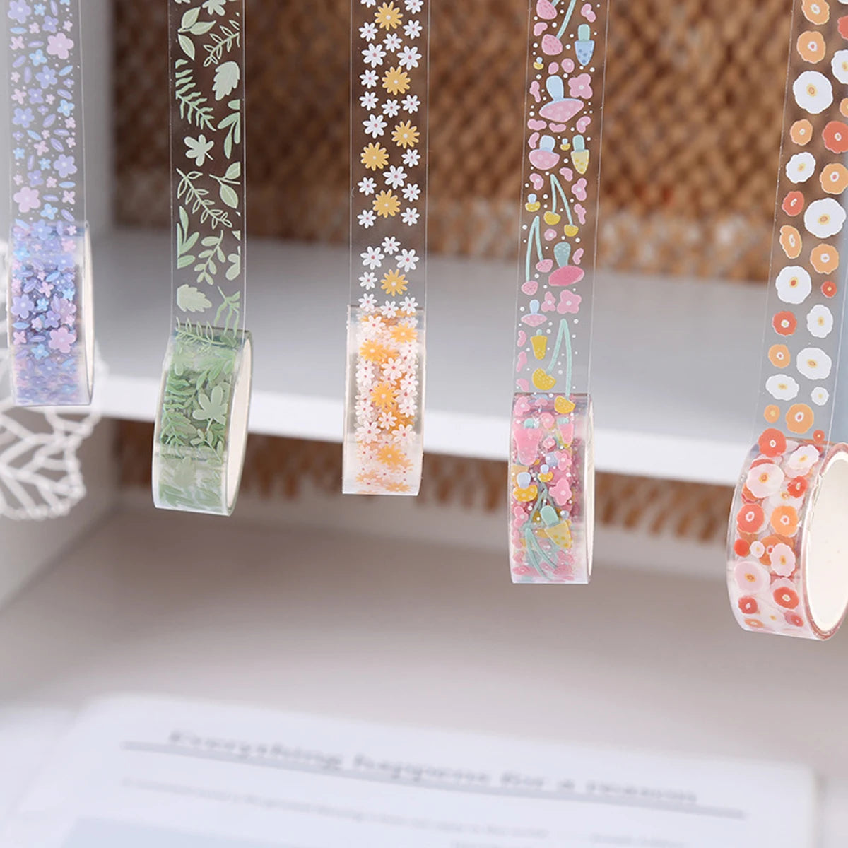 5-PCS boxed transparent pet flower language and paper tape diy
