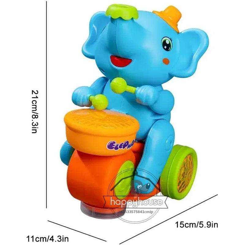 Musical Walking Elephant Drummer Toys for  Kid Musical Toy with LED