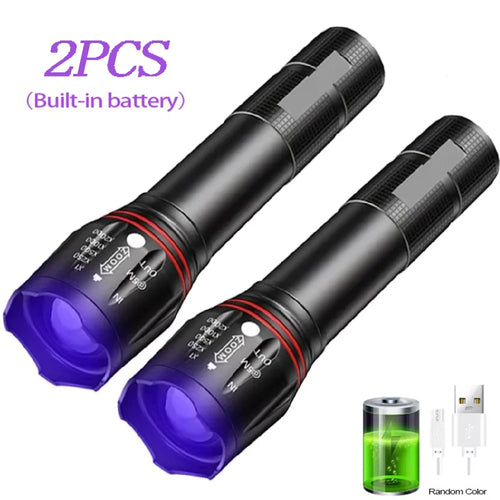 395nm LED UV Flashlight Rechargeable Zoomable Torch Light for Pet