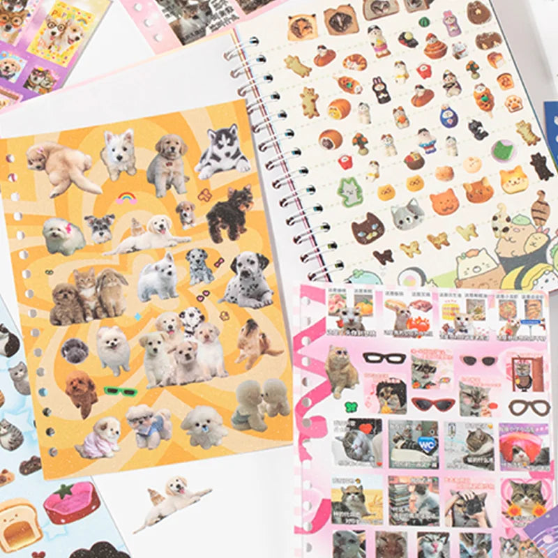 30pcs/bag Cute Pet Battle Cut-Out Coil Sticker Book DIY Handbook