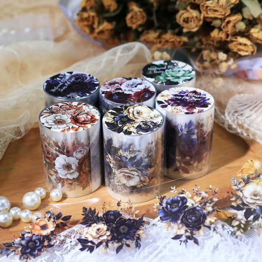 50mm*2m Vintage Floral Tape Self-Adhesive Scrapbooking PET Material