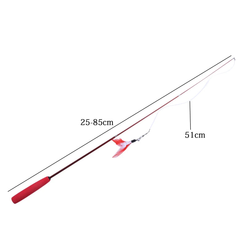 Pet Cat Toy Super Long Three Section Telescopic Rod Cat Teaser Stick