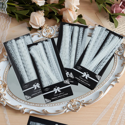 30pcs Retro Floral White Lace Sticker Hand Account DIY Decoration