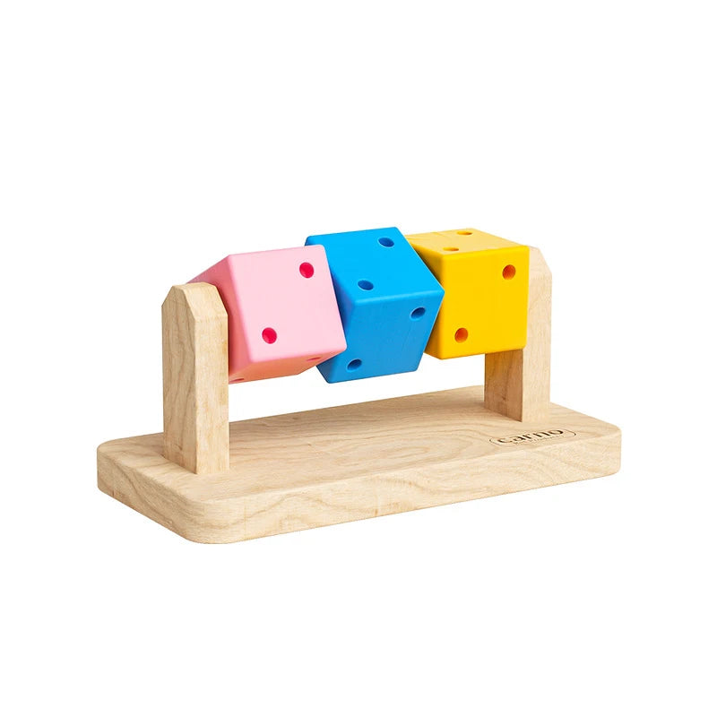 1pc Funny Colorful Wooden Rubik's Cube-shaped Interactive Chewing Toy