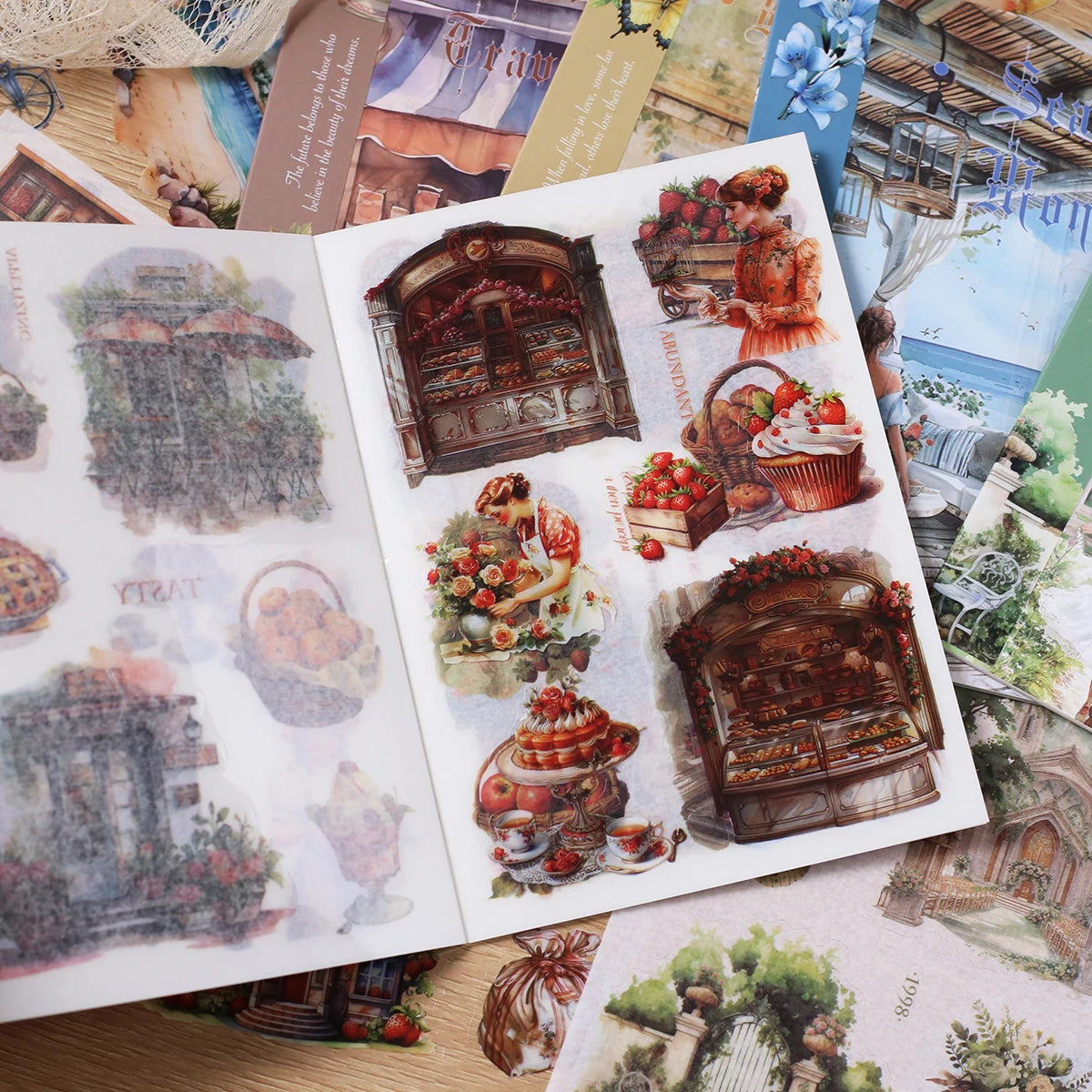 Journamm 10sheets Vintage PET Stickers Washi Paper Stickers DIY