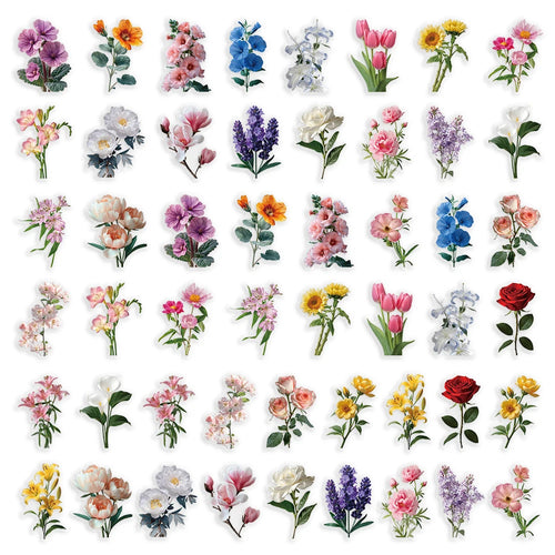 50Pcs Ink Flower Stickers DIY Phone Case Material Handbook Water Cup