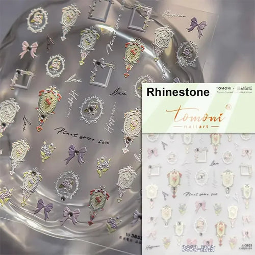 1piece 5Dcute tulip flower nail stickers high quality self-adhesive