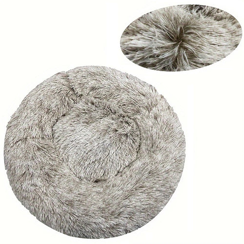 Round Dog Bed Winter Warm Cat Bed Plush Basket for Dog Washable Pet