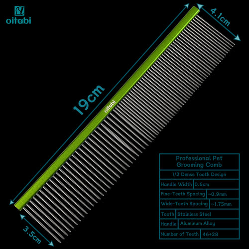 Oitabi Pet Comb Stainless Steel Long Teeth Comb for Dogs & Cats Pet