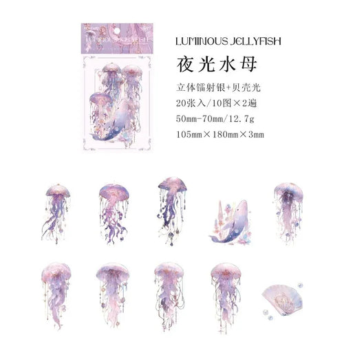 Unbounded Jellyfish Series PET Sticker Bag Dream Laser Watercolor