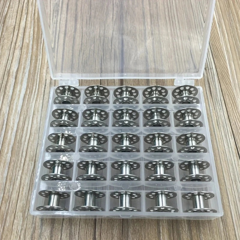25Pcs/Set Empty Bobbins Sewing Machine Plastic Case Storage Box for