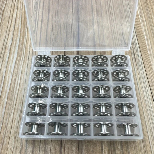 25Pcs/Set Empty Bobbins Sewing Machine Plastic Case Storage Box for