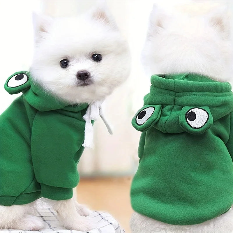 Adorable Green Frog Dog Sweater Dog Coats  Pet Clothes Pet Hooded