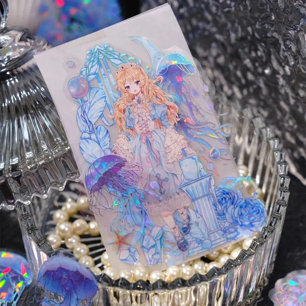 Unbounded Jellyfish Series PET Sticker Bag Dream Laser Watercolor