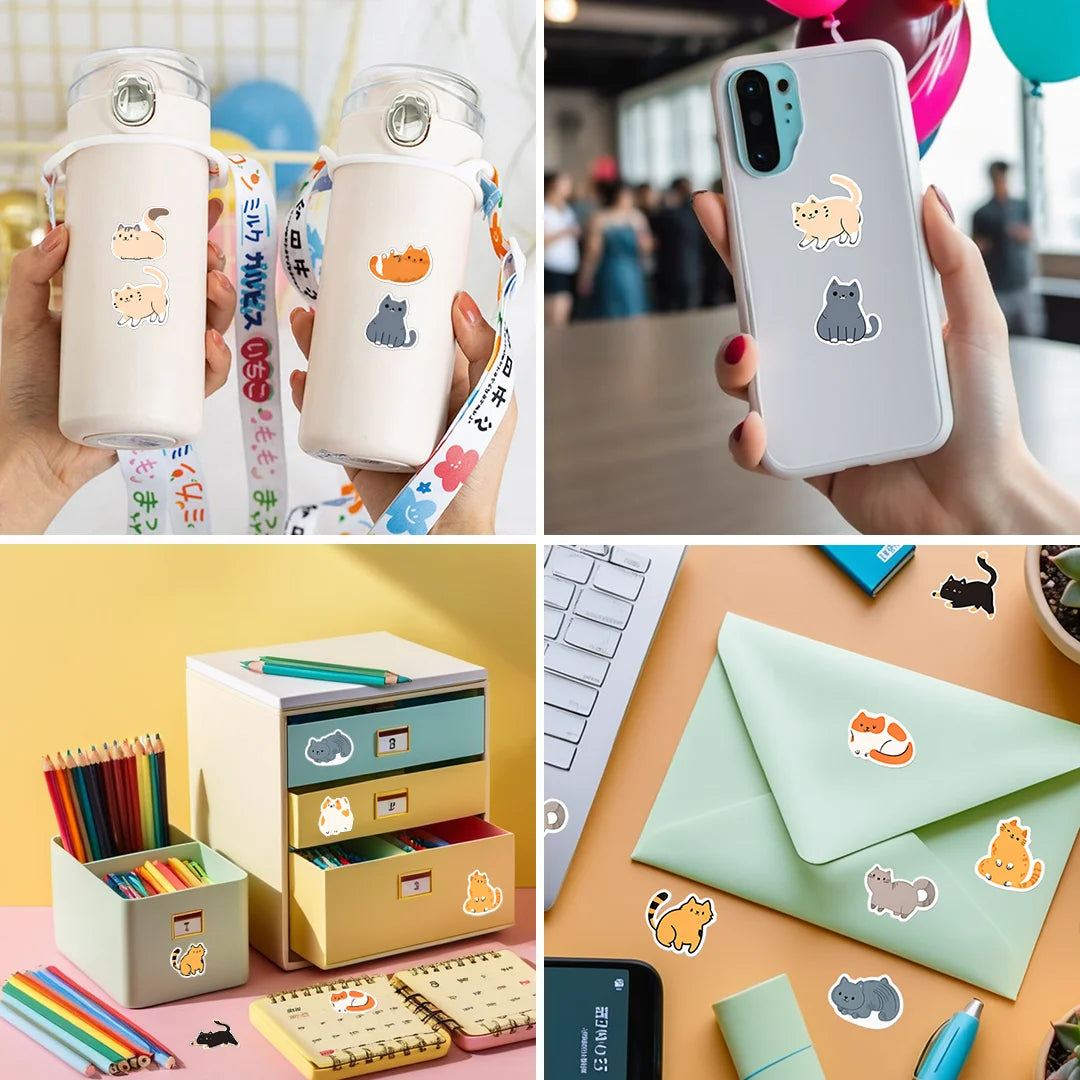 500Pcs/Roll Cute Pet Mimi Cats Stickers 2.5cm/1.0'' 16 Designs Decals