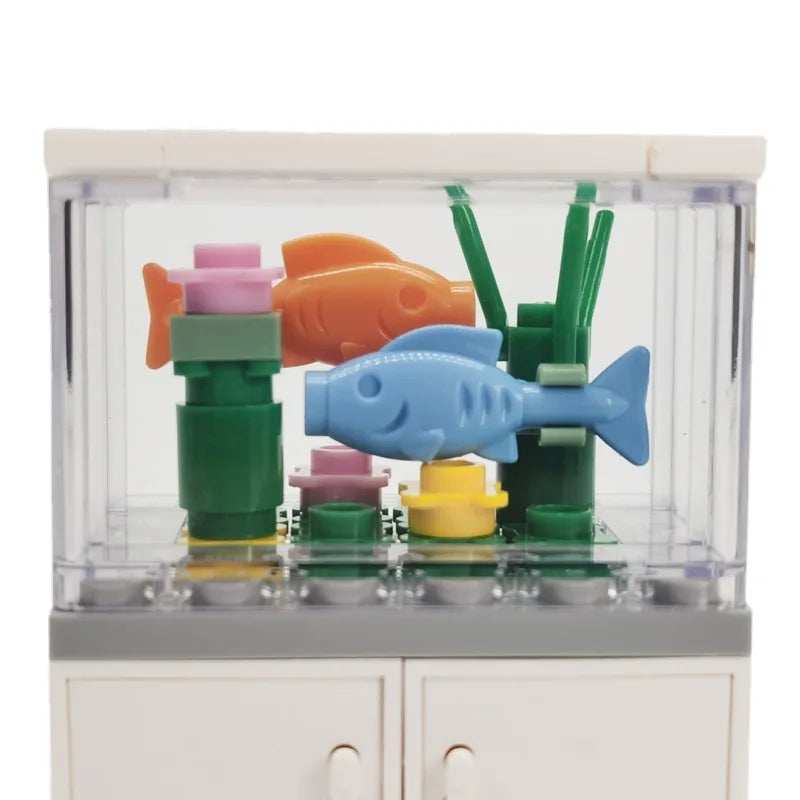 City Friends Fish Tank Building Blocks MOC Assemble Toys ClownFish