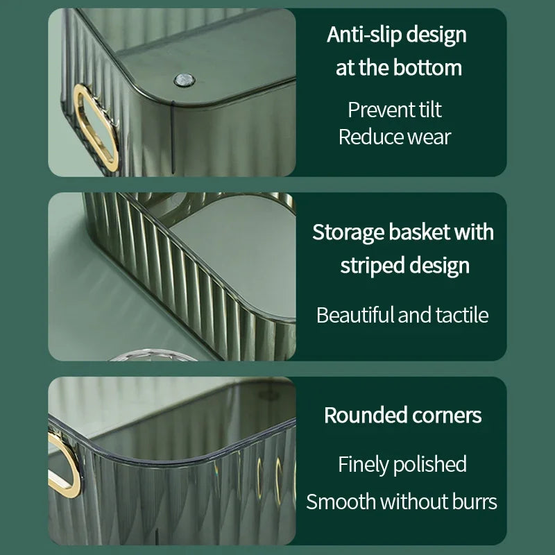 1pc Nordic Luxury PET Acrylic Storage Box with Handles – Transparent
