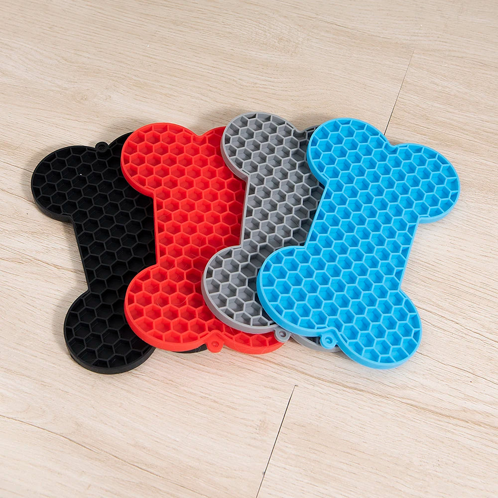 1PC Dog Slow Food Pad Bone Silicone Pet Licking Pad Mat Placemats Pet