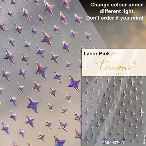 1pcs 5D Relief Kawaii Colorful Star Nail Art Stickers Multi Macaron