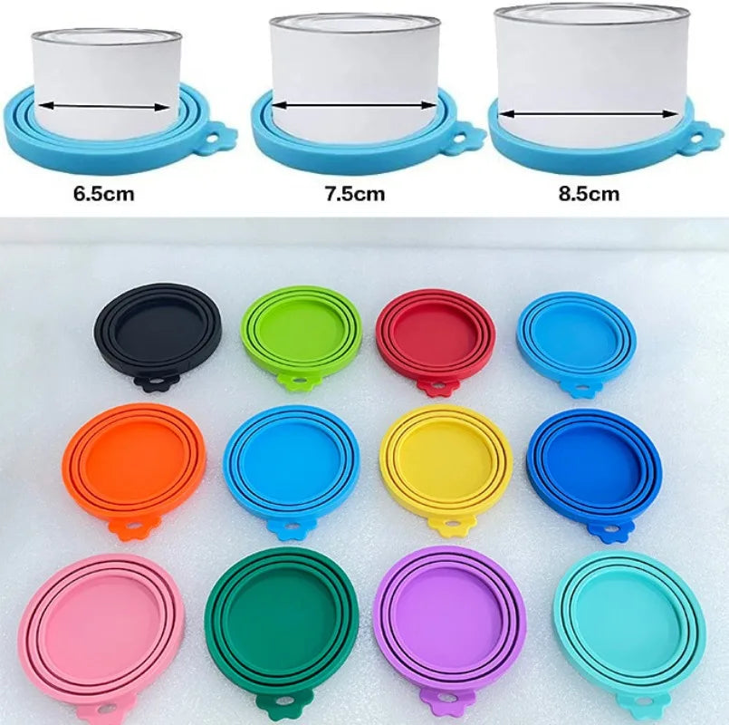 2pcs/set Reusable Pet Food Can Cover Silicone Dogs Cats Storage Tin