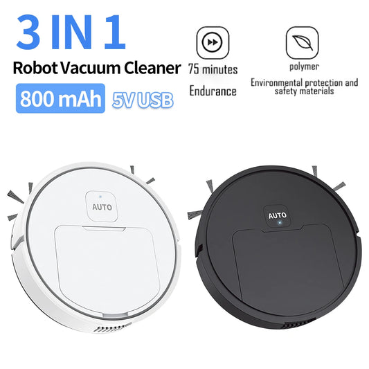 3-in-1 Robot Vacuum Cleaner USB Rechargeable 1000Pa Suction Robotic
