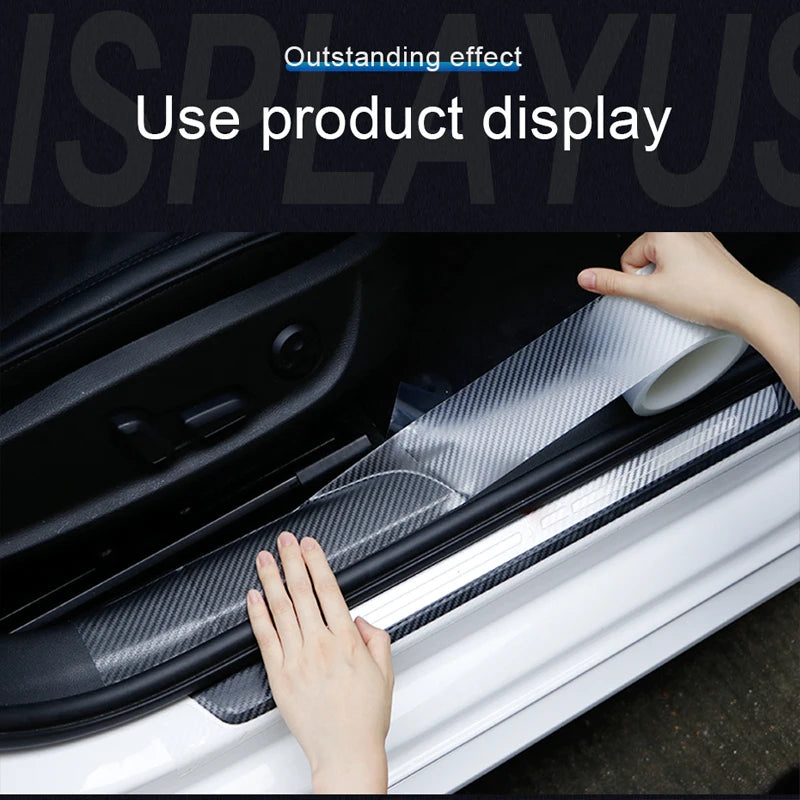 SEAMETAL 3D Carbon Fiber Car Protective Film Door Threshold Protector