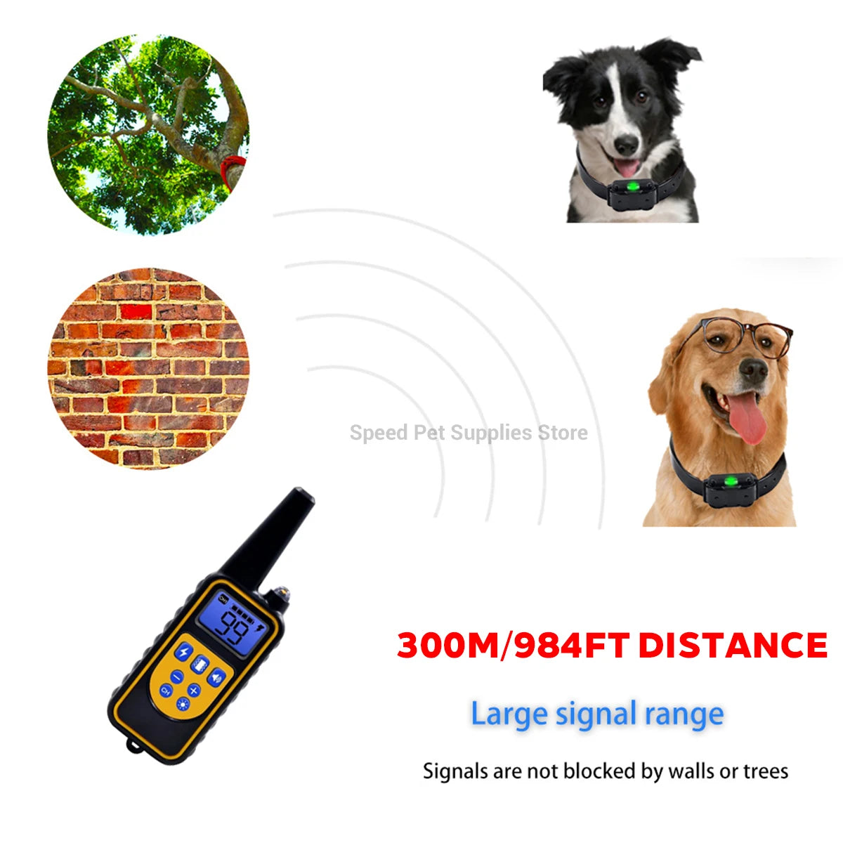 300M Electric Dog Training Collar Waterproof Pet Remote Control