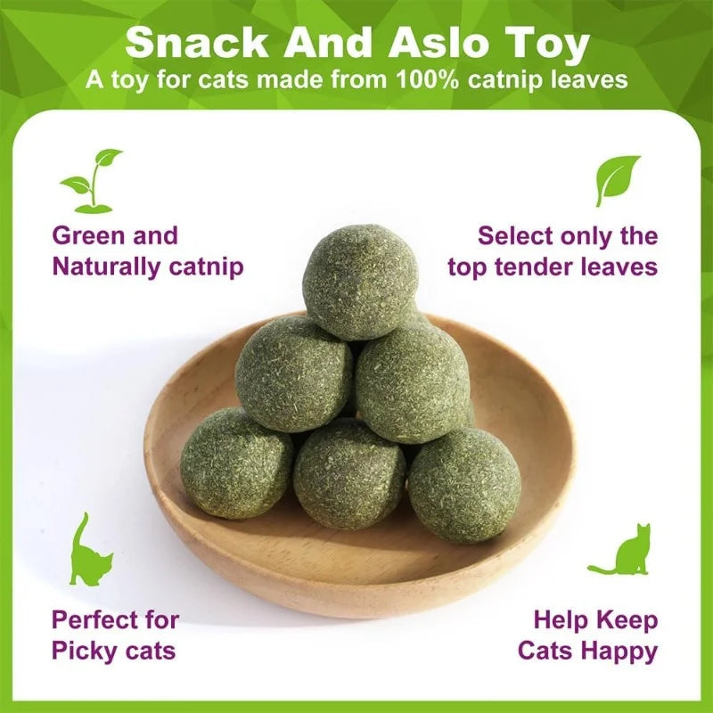 5/10/20Pcs Natural Catnip Balls Kitten Cat Nip Ball Licker Toy for