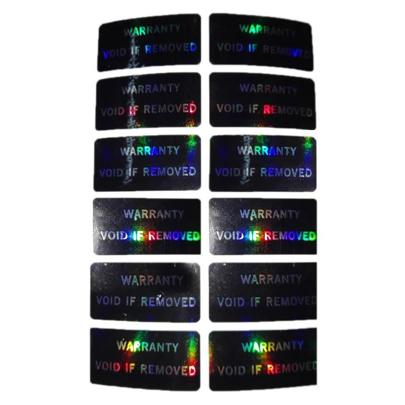 100Pcs Bar code warranty void stickers Dumb silver PET security labels