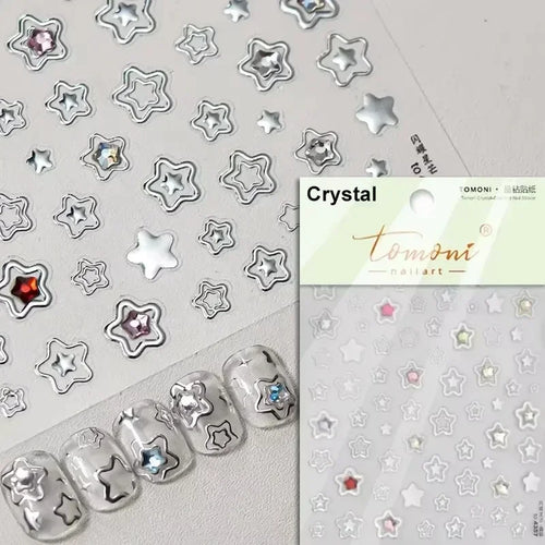 1pcs 5D Relief Kawaii Colorful Star Nail Art Stickers Multi Macaron