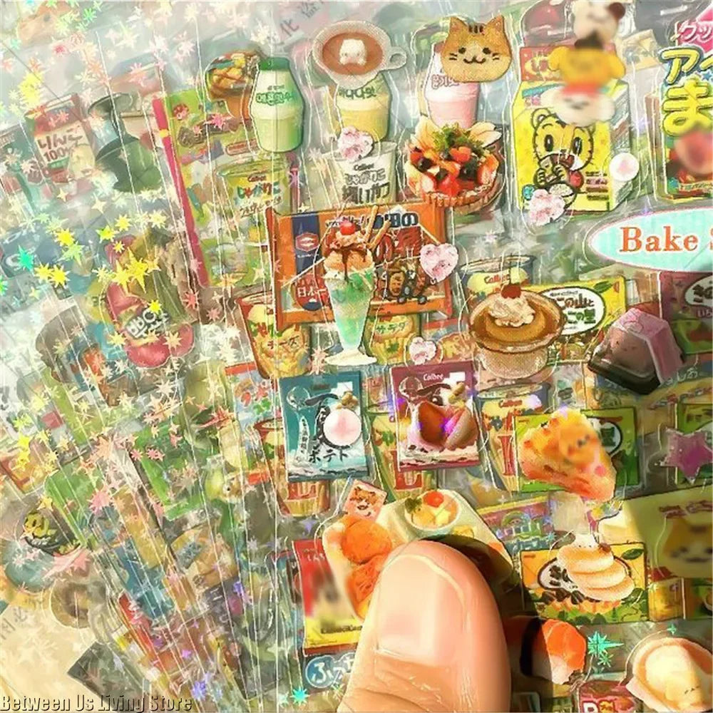100 Sheets Non-repetitive Y2K Random Cute Glitter Sticker for Kawaii
