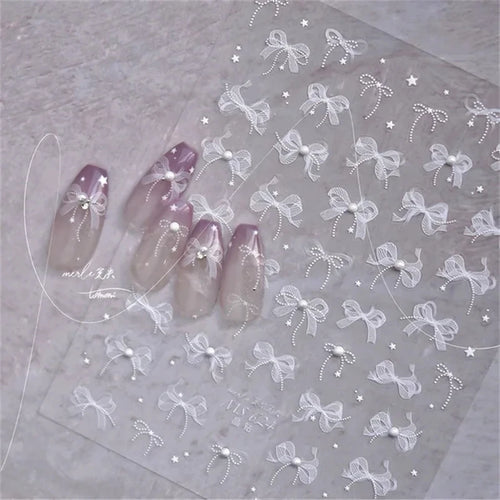 1Sheet Luxury Crystal diamond Nail Charms Stickers Lace Bow Self