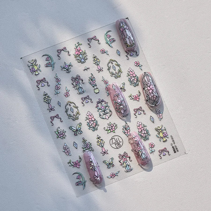 1piece 5D glass fragment nail sticker high quality stained glass