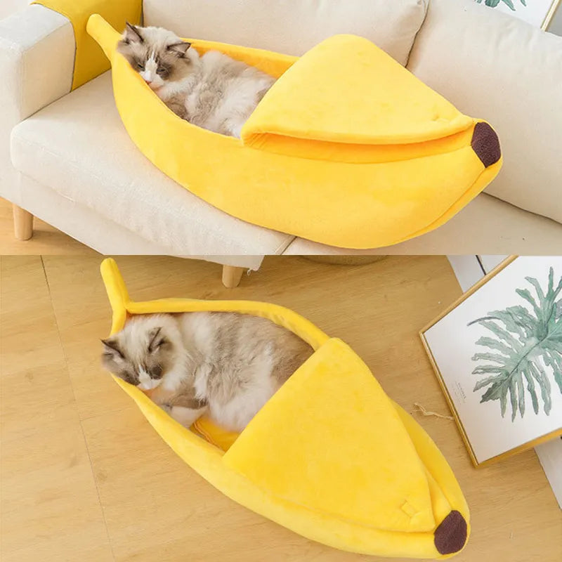 Banana Cat Bed House Funny Cute Cozy Cat Mat Beds Warm Durable