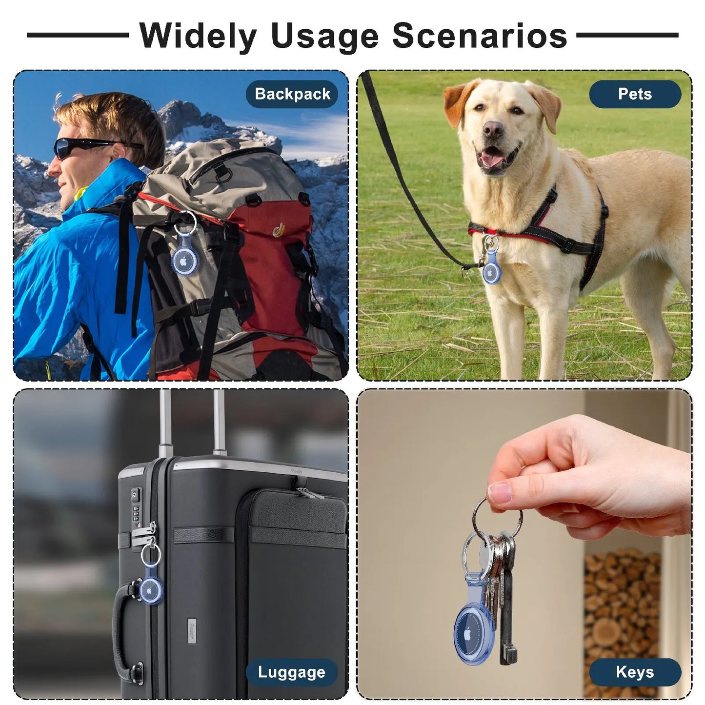 Waterproof Anti-lost Keychain Holder TPU Case for Apple Airtag Air Tag