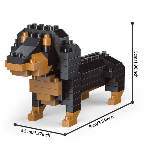 KNEW BUILT Dachshund Dog Model Mini Building Block Toy Set 9 Style for
