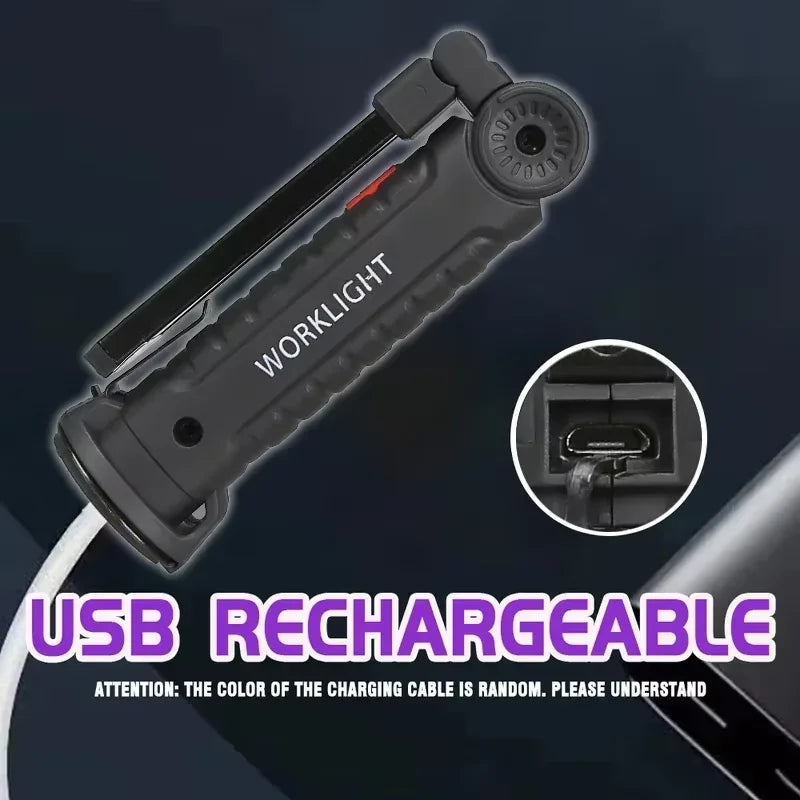 395nm LED UV Flashlight USB Rechargeable Foldable Lamp with Magnet