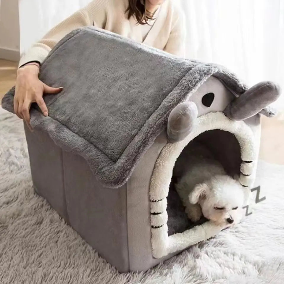 All Season Dog House Style Bed - Removable Washable Pet Bed for Small