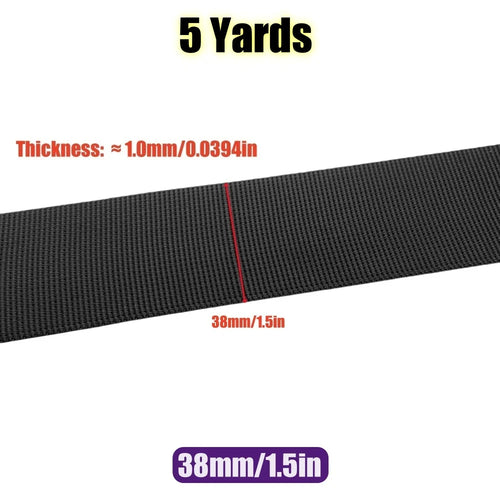 5 Yards 10-50mm Black Nylon Webbing Tape Backpack Strap Pet Collar